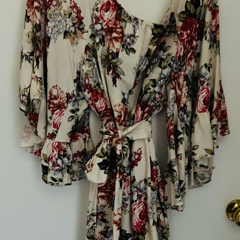 Floral Wrap Dress with Bell Sleeves